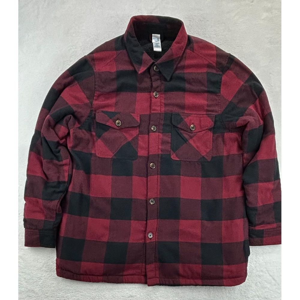 Highland Originals Jacket Shacket‎  Men XL Sherpa Flannel Red Plaid Barn Chore